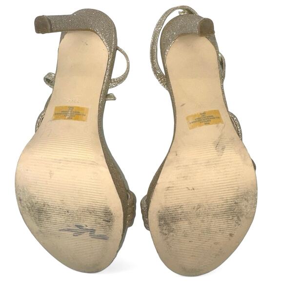 Guess Gold Glitter Strappy Stilettos Telez Heels women sz 9.5 - Picture 5 of 6